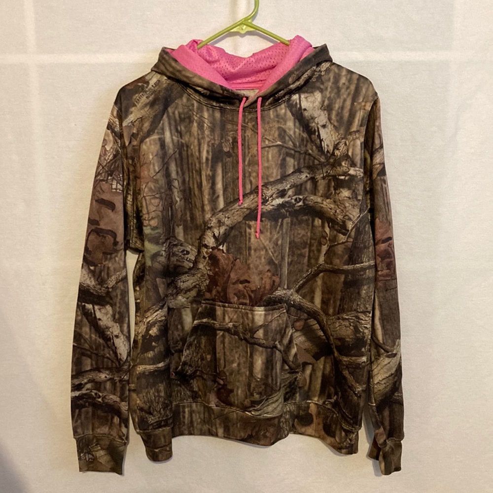 YUKON GEAR camo and pink PULLOVER hoodie sweatshirt xl